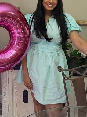 Zara Blue Puff Sleeve Dress